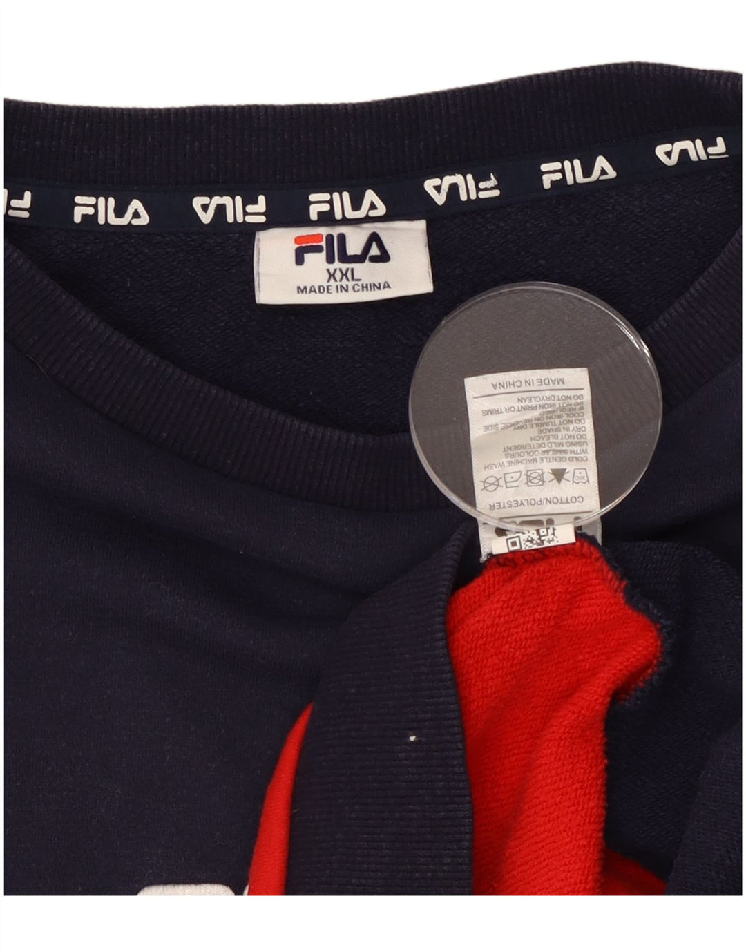 Fila moletom gráfico masculino jumper 2XL azul marinho algodão colorblock