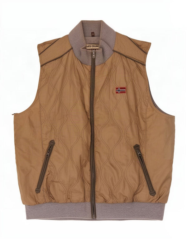 Colete masculino acolchoado Napapijri UK 46 3XL poliéster colorblock bege