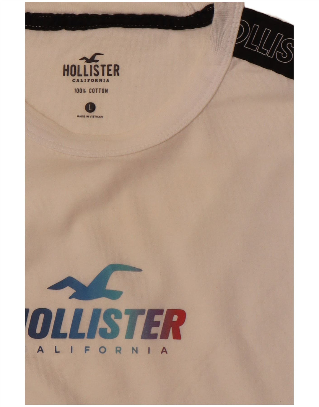 Top gráfico masculino HOLLISTER de manga comprida grande algodão colorido branco