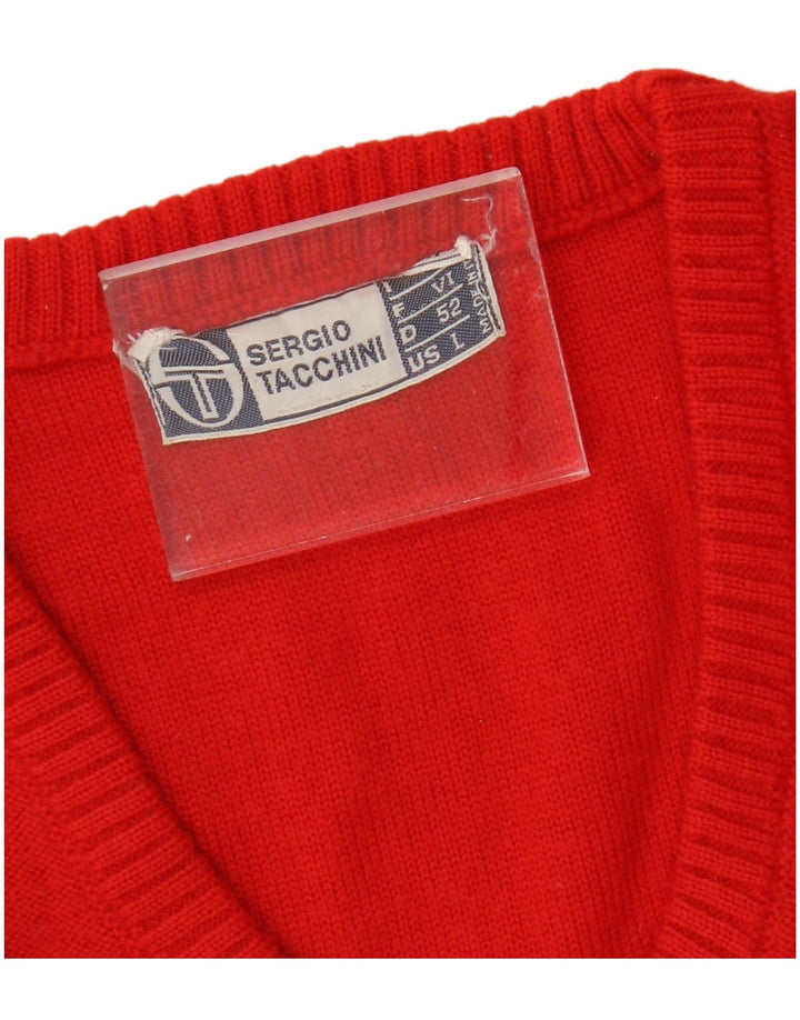 SERGIO TACCHINI Suéter feminino com decote em V Reino Unido 14 grande vermelho