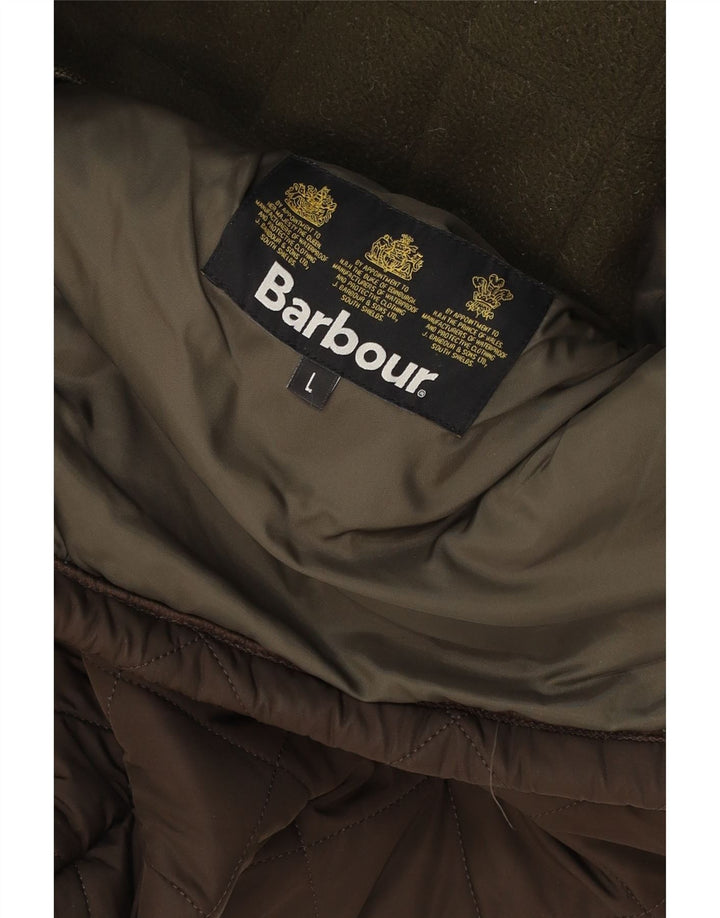 Jaqueta acolchoada masculina Barbour UK 40 grande poliéster marrom