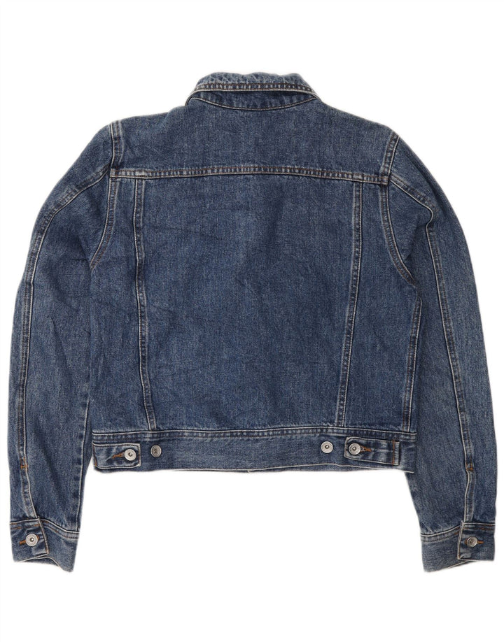 Jaqueta jeans feminina Dkny UK 14 grande algodão azul
