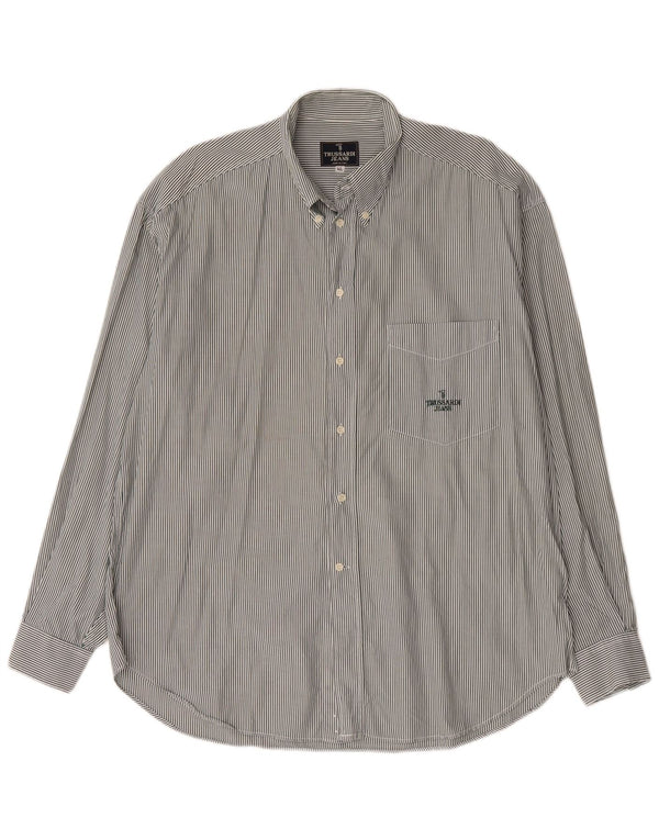 Camisa masculina Trussardi Jeans XL verde risca de giz