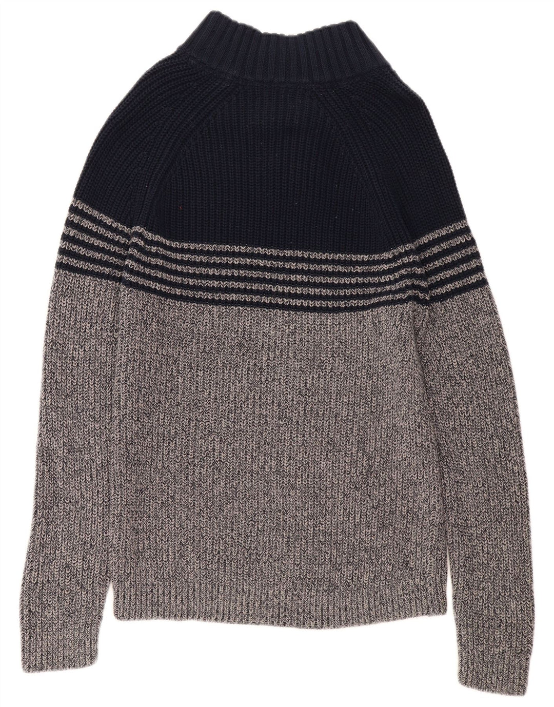 WHITE STUFF Suéter feminino com gola redonda e botão UK 16 grande bloco colorido cinza