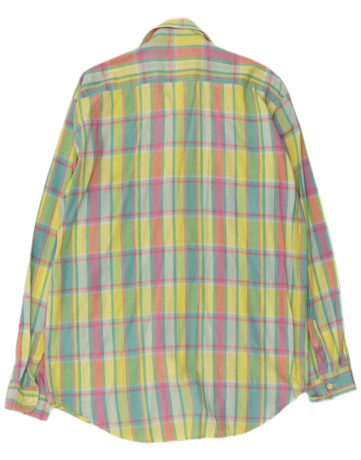 Camisa masculina Borsalino média xadrez multicolorida de algodão