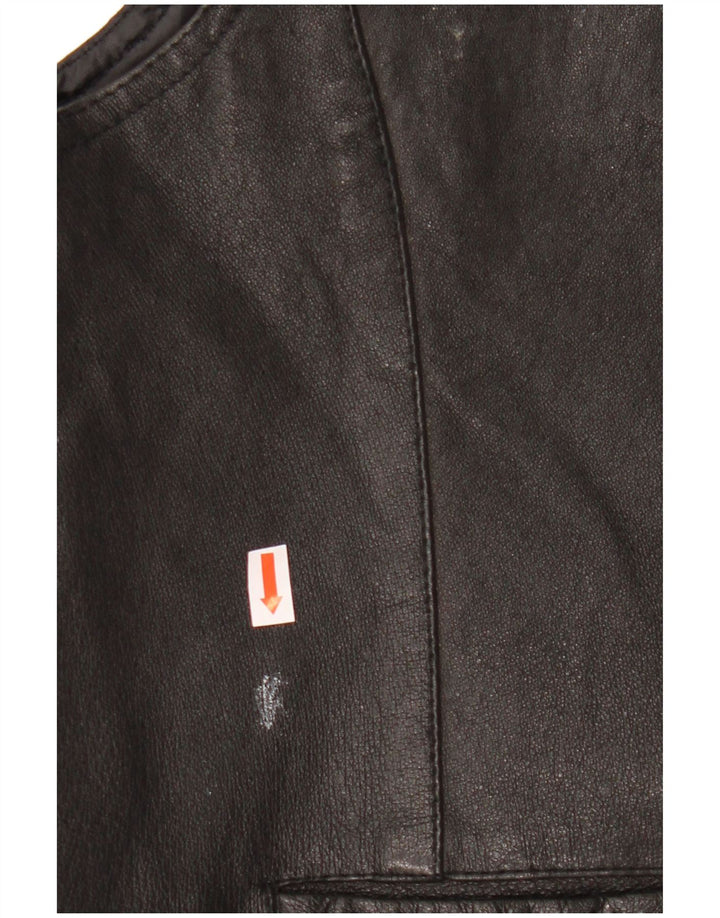 Colete de couro masculino John F Gee couro preto médio