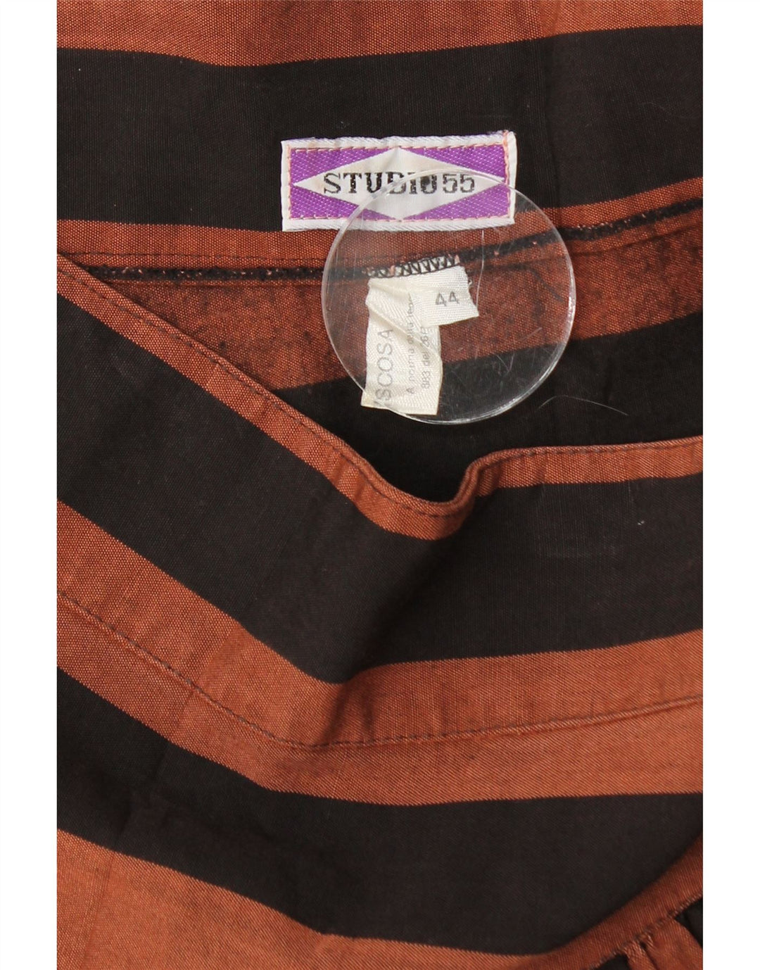 Mini saia plissada feminina VINTAGE IT 44 médio W28 viscose listrada marrom