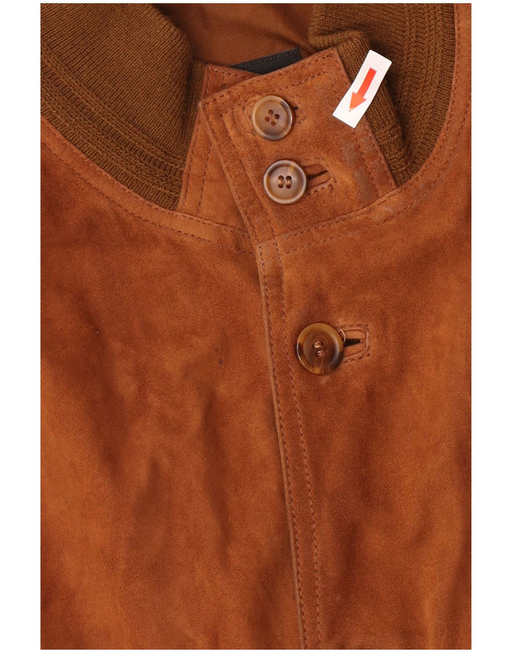 Jaqueta bomber masculina vintage de camurça IT 52 XL couro marrom retrô