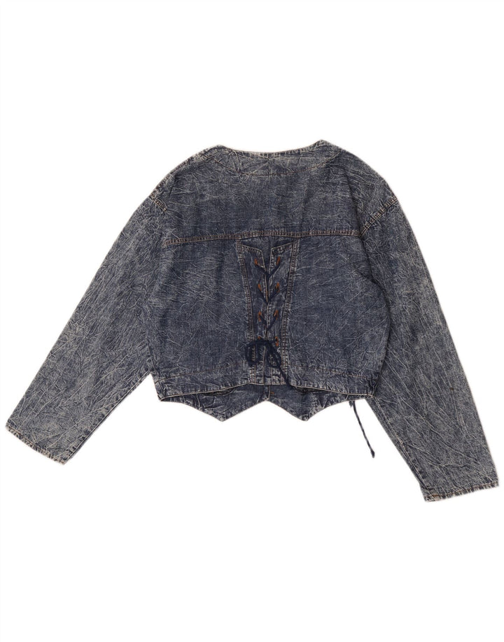 Canda Jaqueta jeans feminina cropped 15-16 anos algodão azul