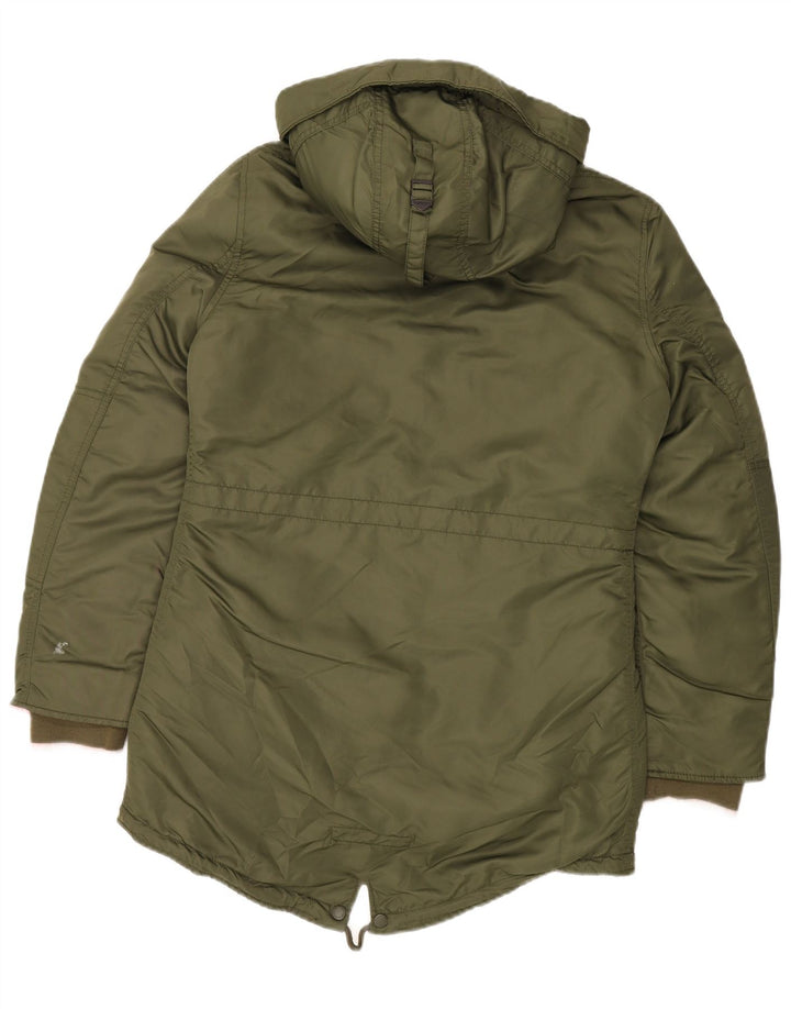 Jaqueta parka feminina SUPERDRY com capuz Reino Unido 14 nylon cáqui médio