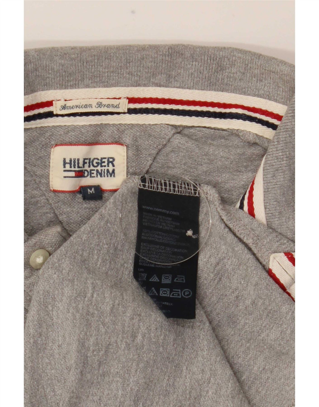 Camisa polo masculina Tommy Hilfiger algodão cinza médio