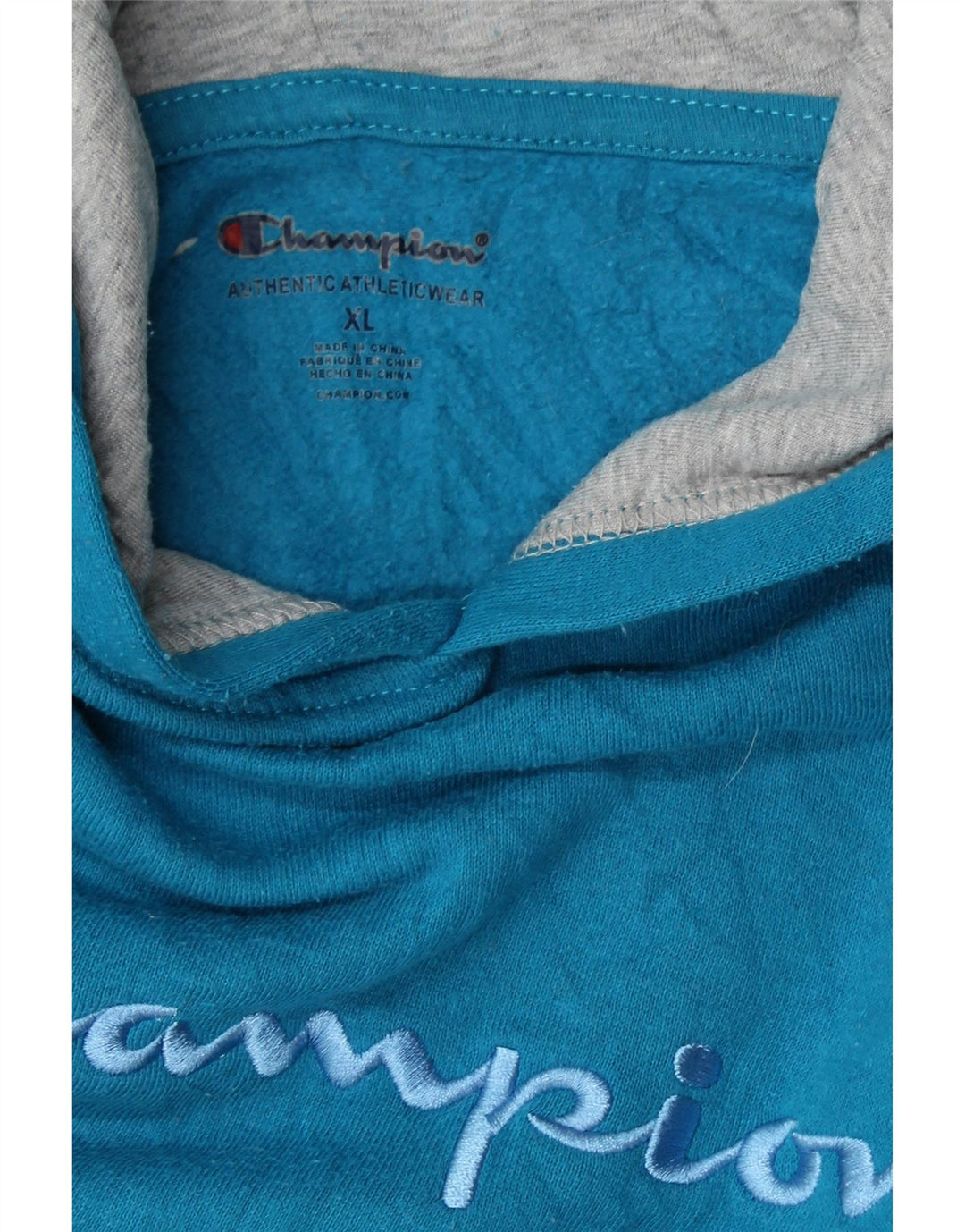 CHAMPION Womens Graphic Hoodie Jumper UK 18 XL Blue Cotton Vintage Champion and Second-Hand Champion from Messina Hembry 