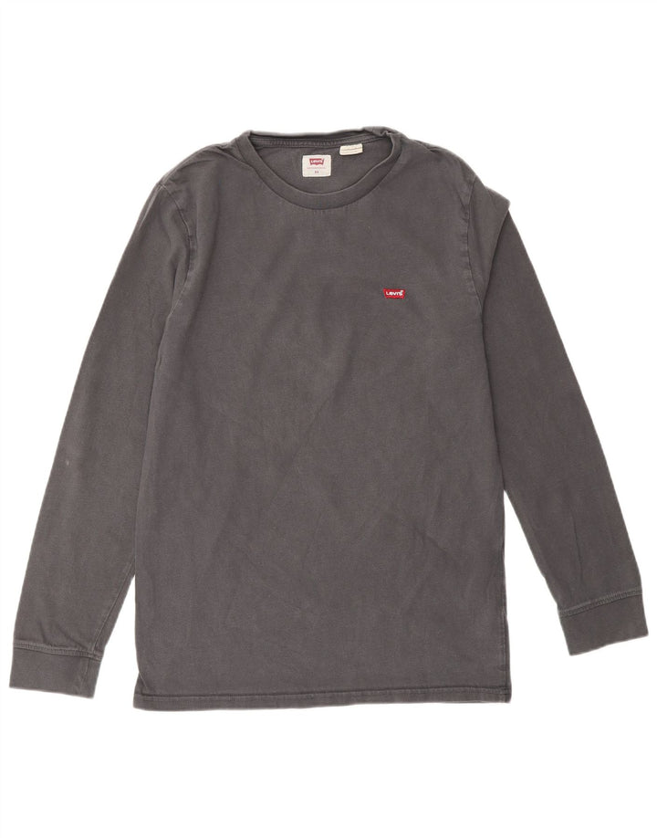 LEVI'S Top feminino manga comprida UK 6 XS algodão cinza