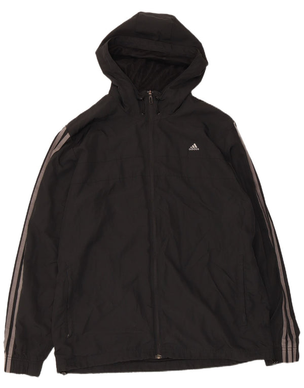 Adidas Mens Climalite Hooded Tracksuit Top Jacket Reino Unido 42/44 Grande Preto