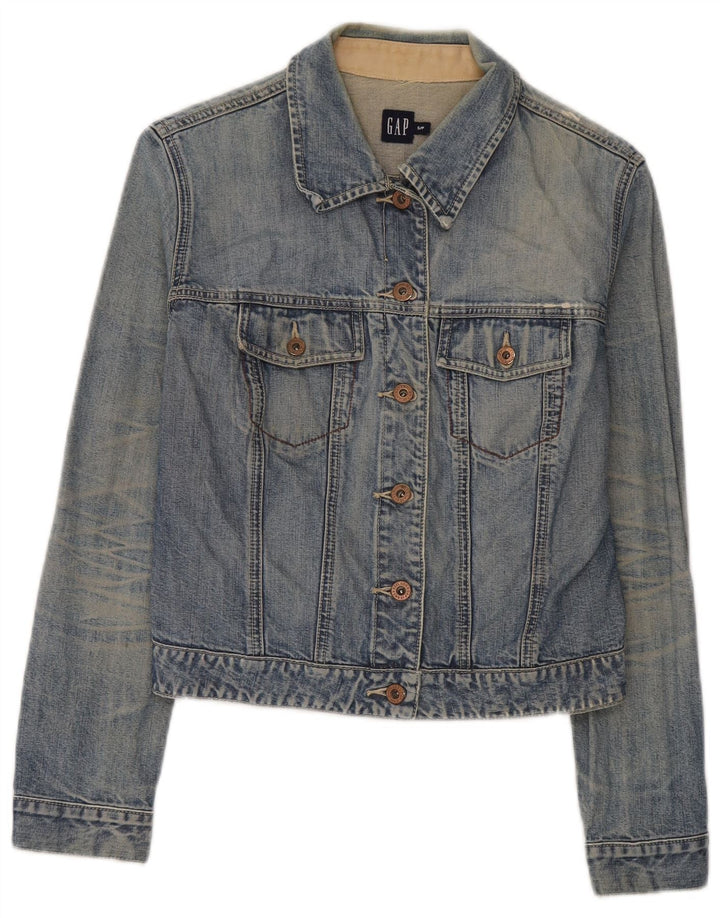 Jaqueta jeans feminina Gap UK 10 algodão azul pequeno