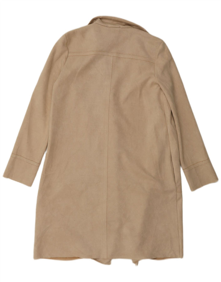 Sobretudo aberto oversized feminino Zara UK 10 pequeno poliéster bege