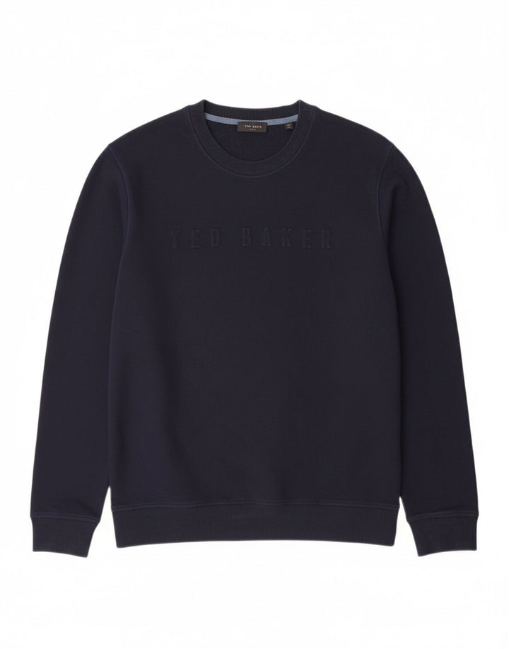 TED BAKER Womens Graphic Sweatshirt Jumper Size 5 XL Navy Blue Cotton Vintage Ted Baker and Second-Hand Ted Baker from Messina Hembry 