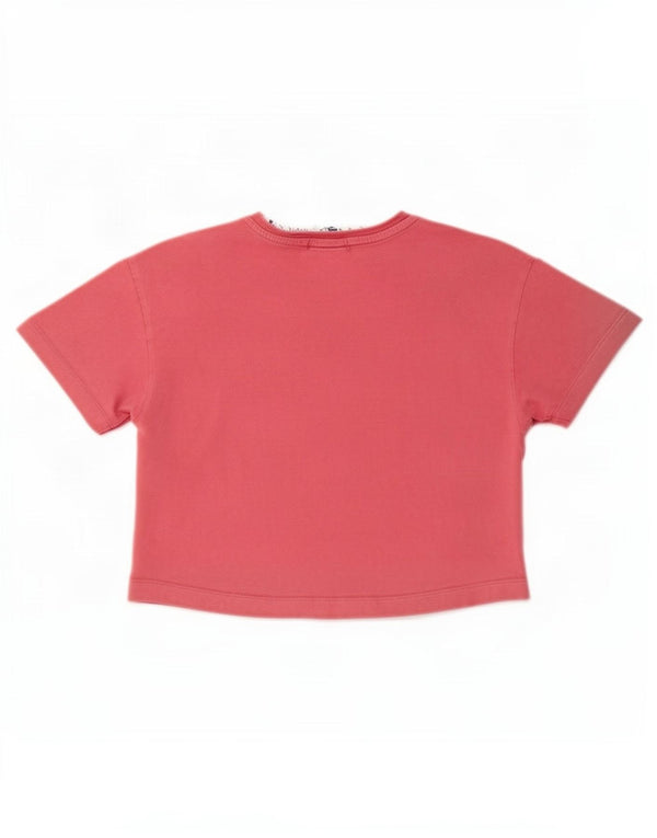 Adidas Womens Crop Graphic T-Shirt Top UK 8 Small Pink Colourblock Cotton