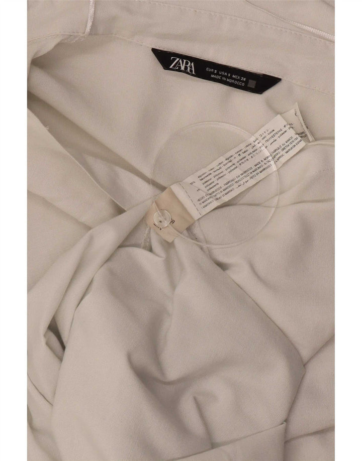 Camisa oversized feminina Zara UK 10 pequeno algodão branco