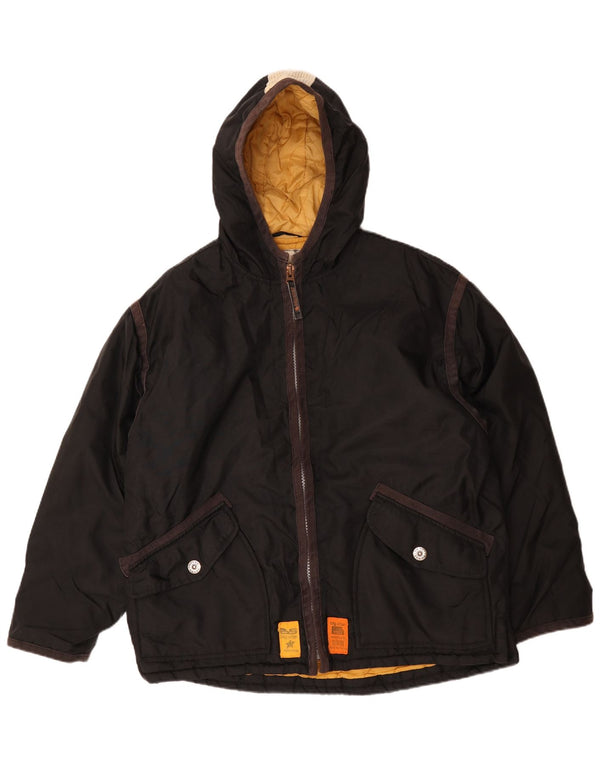 Jaqueta corta-vento masculina Big Star com capuz Reino Unido 40 grande nylon preto