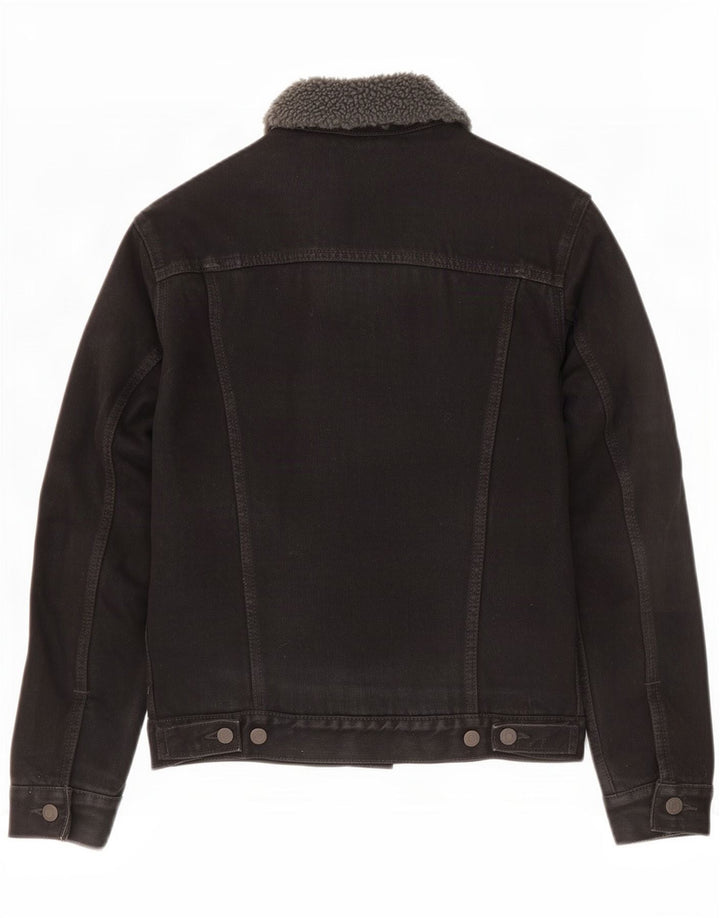 Jaqueta jeans masculina Levi's Sherpa UK 36 pequena algodão preto