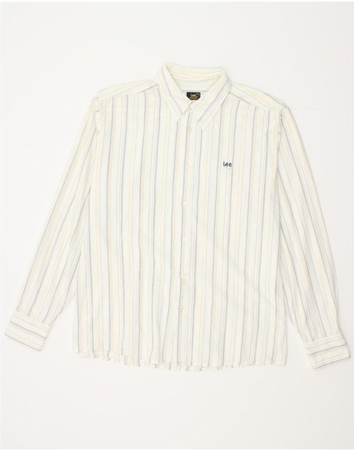 LEE Mens Shirt XL White Striped Cotton Vintage Lee and Second-Hand Lee from Messina Hembry 
