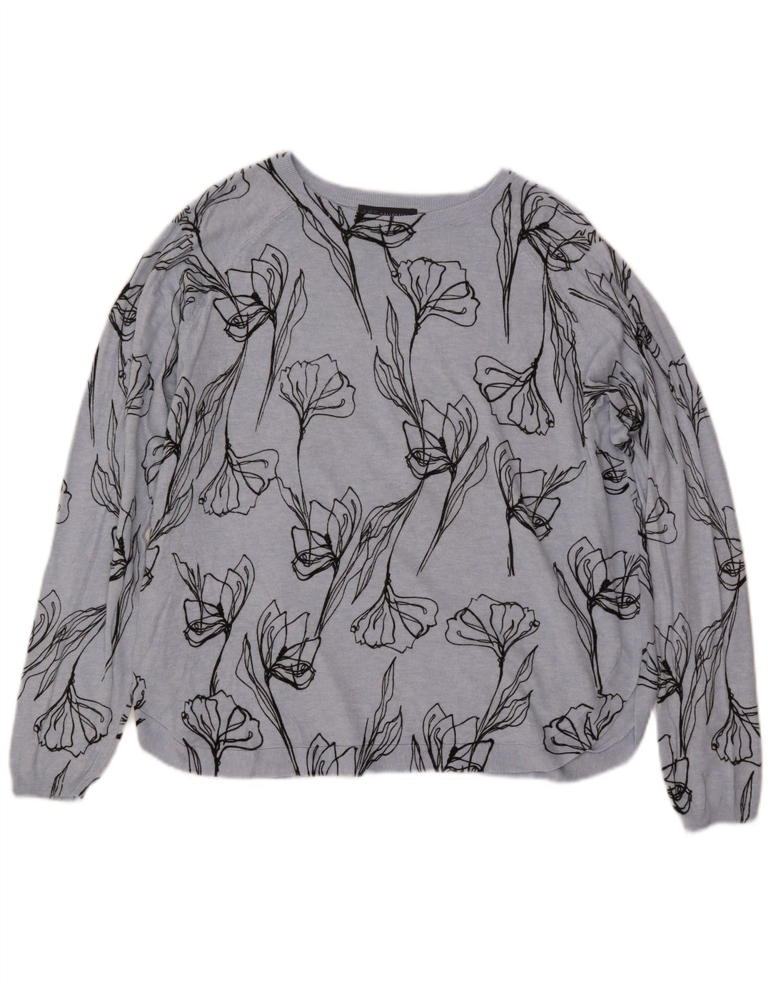 Suéter feminino MARKS & SPENCER com gola canoa Reino Unido 18 XL azul floral