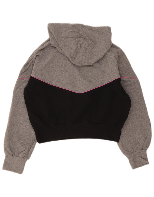 Camisola com capuz gráfico Benetton para meninas 11-12 anos 2XL cinza colorblock