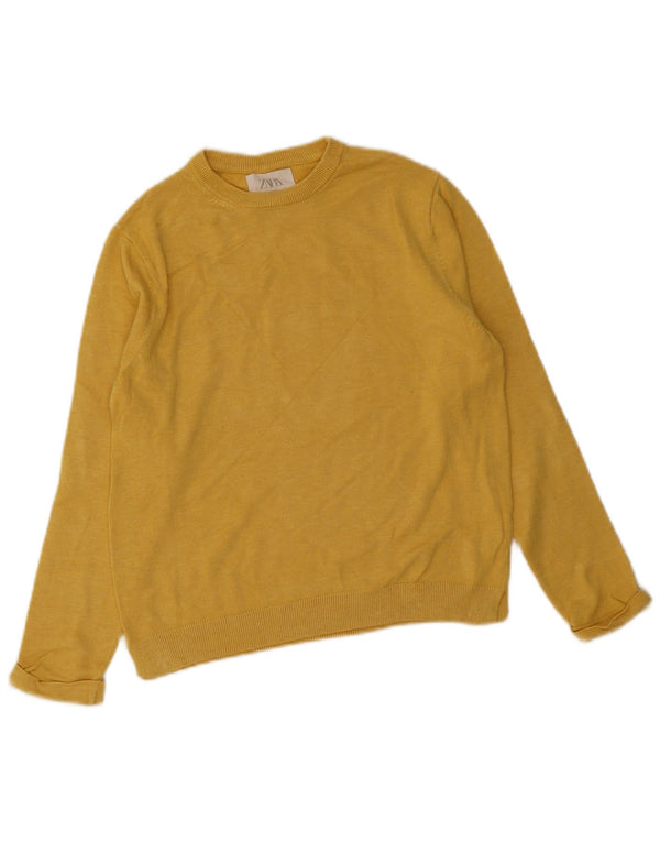 ZARA Suéter feminino com gola redonda, 11-12 anos, viscose amarela