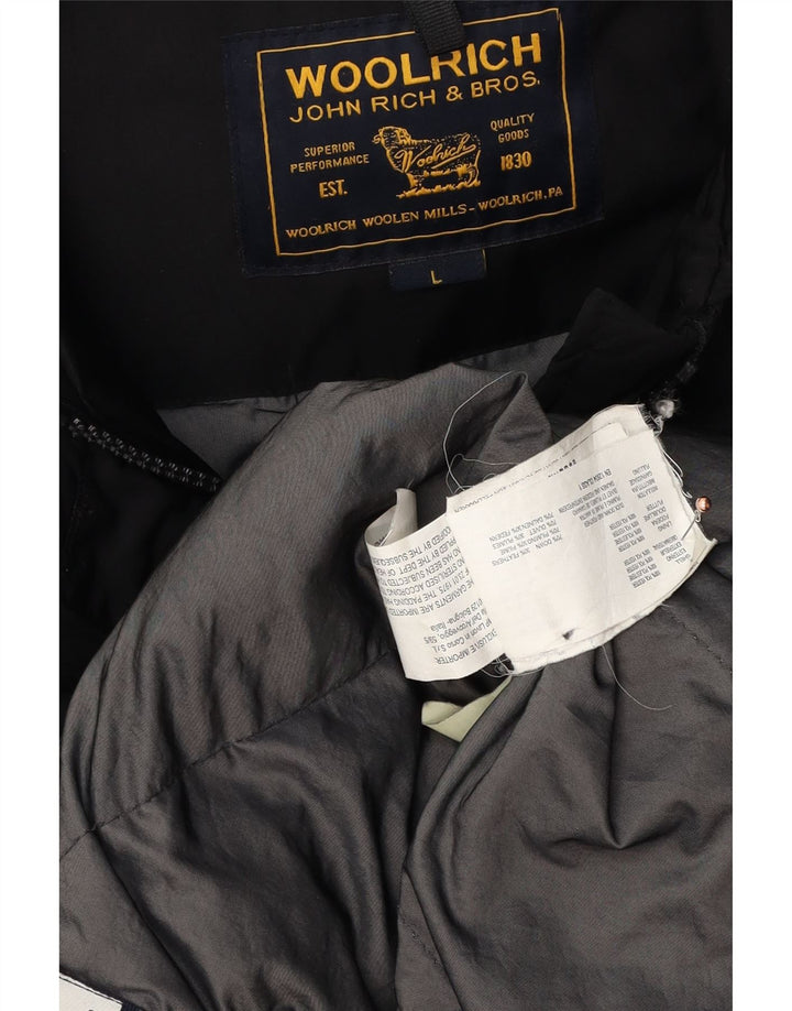 Casaco acolchoado com capuz feminino WOOLRICH Reino Unido 16 grande poliéster preto