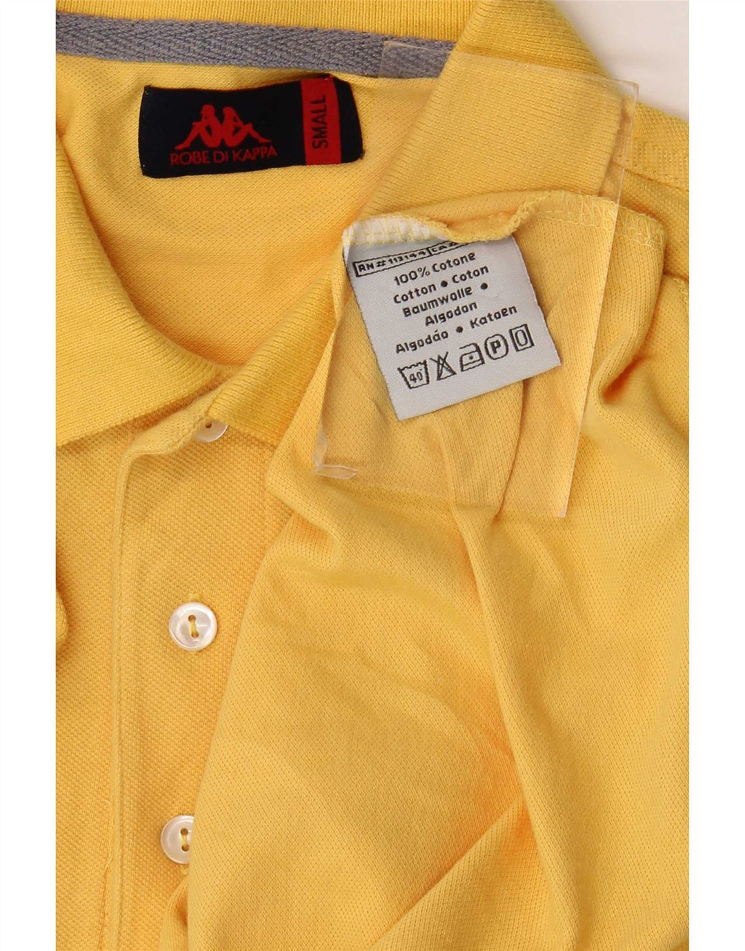 Camisa polo masculina Kappa pequena algodão amarelo