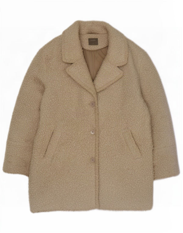 Sobretudo feminino de pele sintética Oasis UK 18 XL poliéster bege