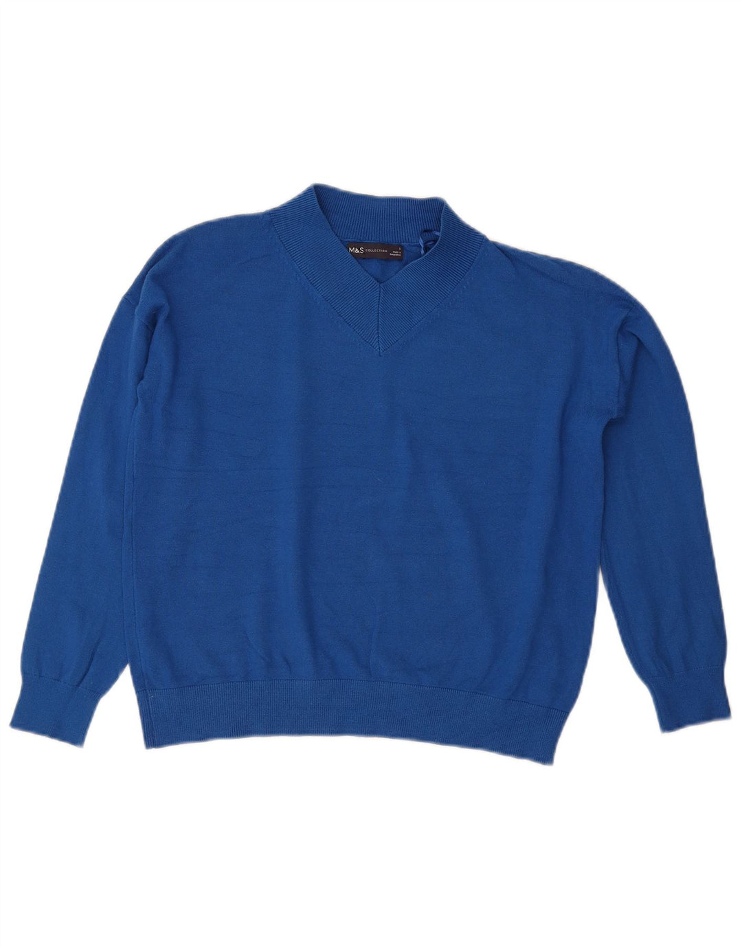 Suéter feminino Marks & Spencer com decote em V, Reino Unido 10 pequeno azul