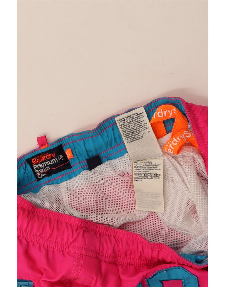 Shorts de natação femininos SUPERDRY UK 10 poliéster rosa pequeno