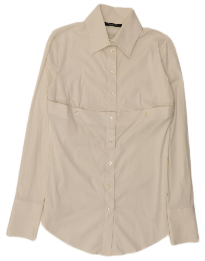 Camisa feminina Patrizia Pepe UK 12 médio branco