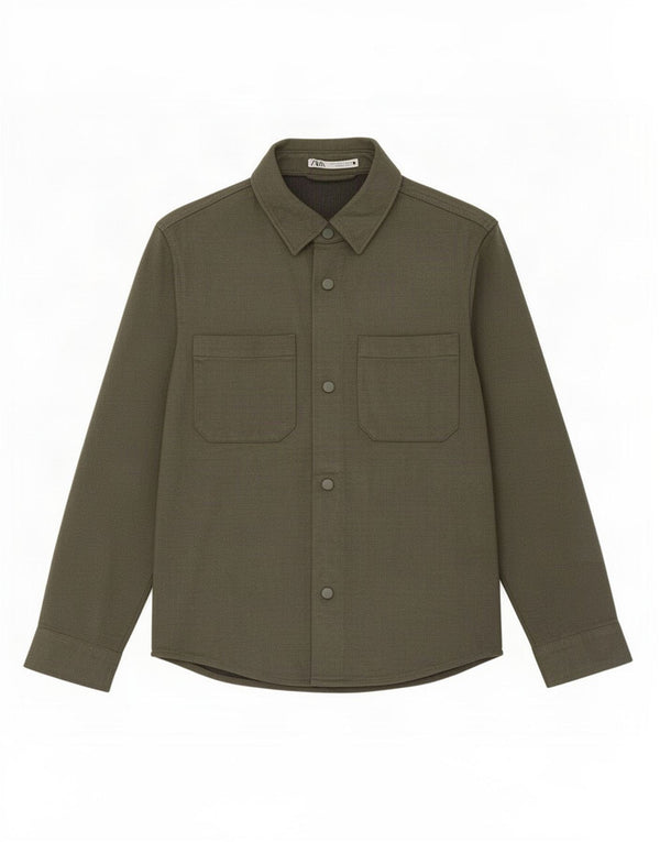 Camisa masculina Zara pequena cáqui viscose