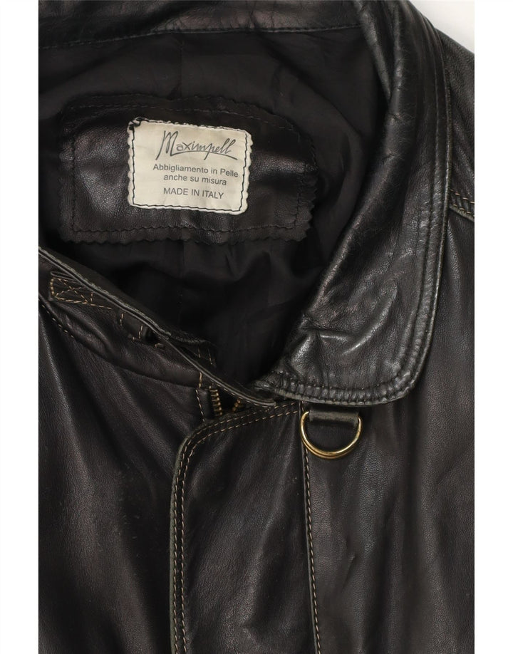 Jaqueta de couro masculina vintage UK 44 2XL preta