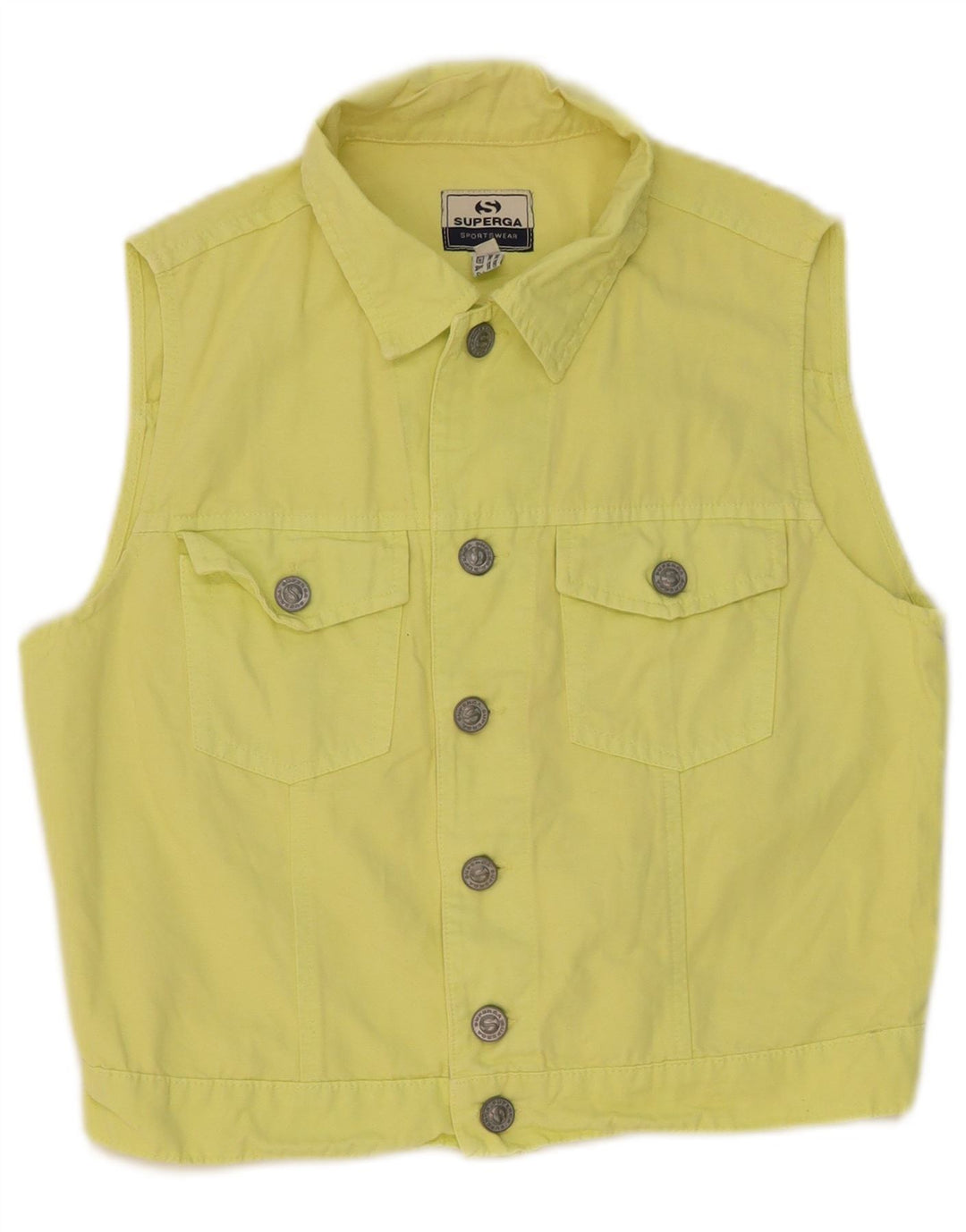 Superga Womens Crop Denim Gilet IT 44 Médio Algodão Amarelo
