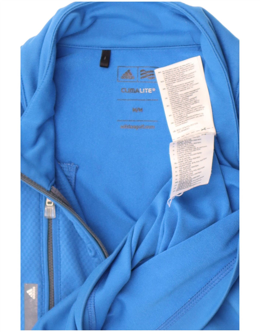 Adidas Mens Climalite Zip Neck Pullover Treino Top Médio Azul Poliéster