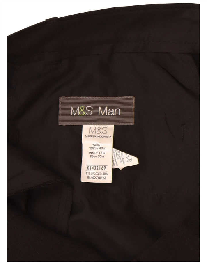Calça chino reta masculina Marks & Spencer W40 L35 poliéster preto