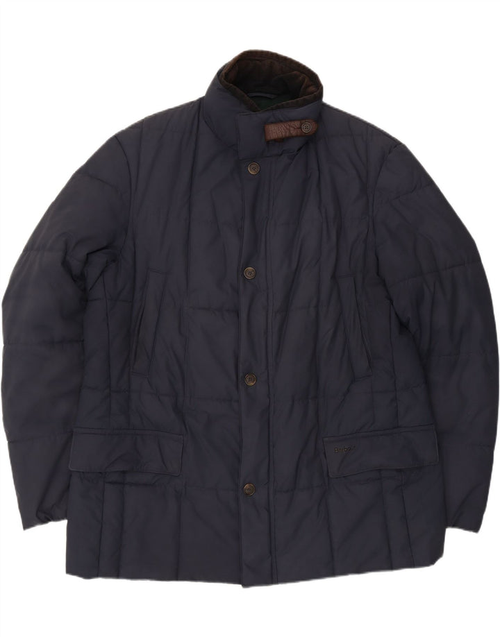 Jaqueta acolchoada masculina Barbour UK 42 XL poliéster azul marinho