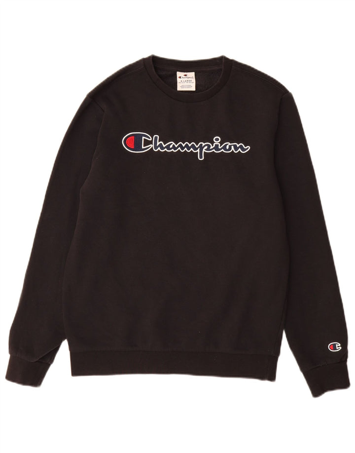 CHAMPION Meninos Moletom Gráfico Jumper 13-14 Anos XL Preto Algodão