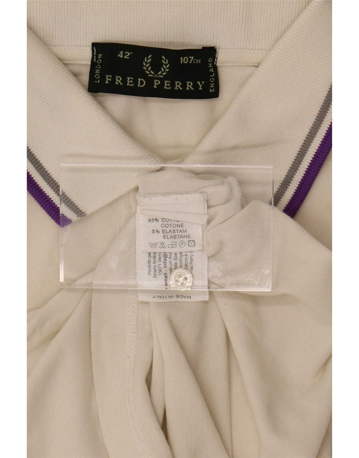 Camisa polo masculina Fred Perry de algodão branco médio