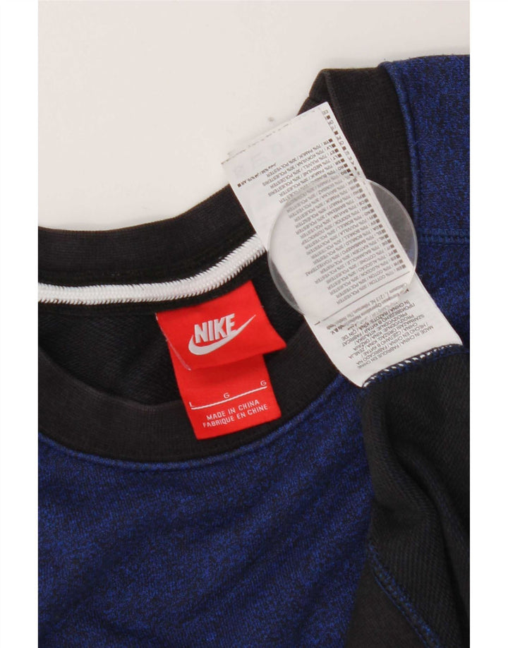 Moletom masculino Nike Jumper grande azul colorblock algodão