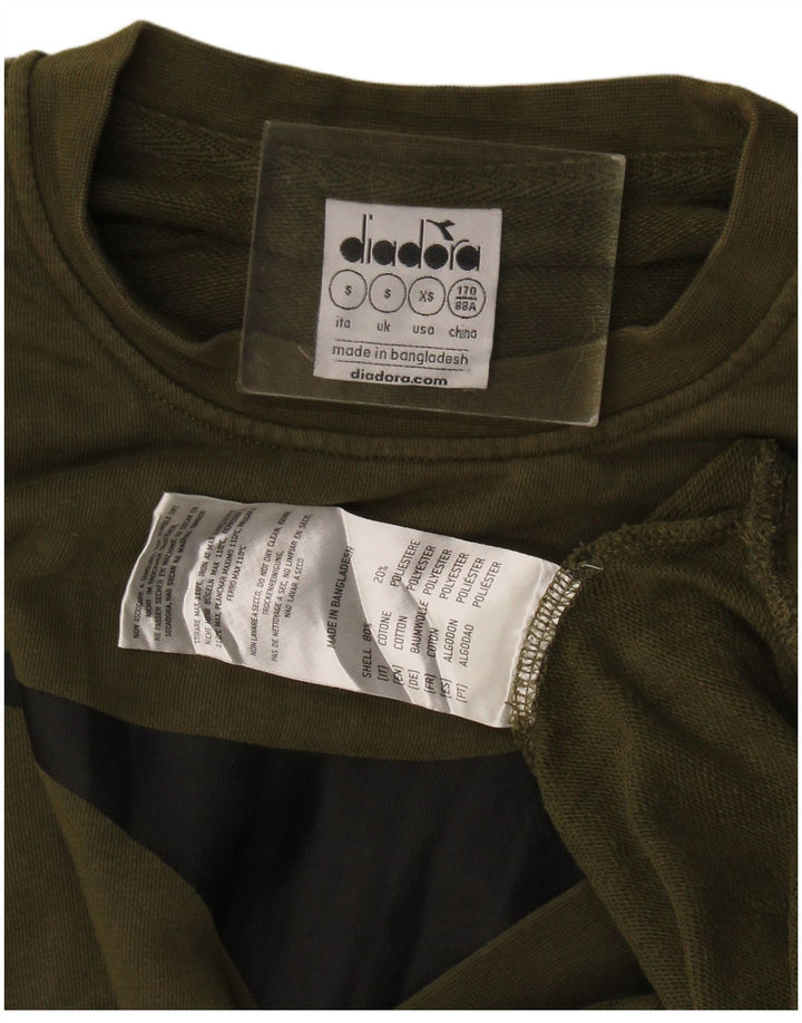 Diadora Mens Graphic Moletom Jumper Pequeno Algodão Cáqui