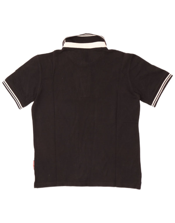 Asics Mens Rugby Polo Shirt Pequeno Algodão Preto