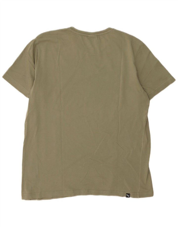 Puma Mens Graphic T-Shirt Top Médio Algodão Cáqui