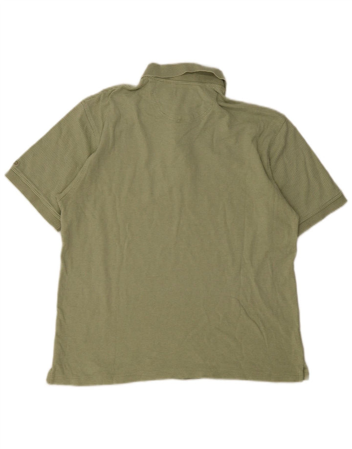 Camisa polo masculina Izod de algodão listrado verde médio
