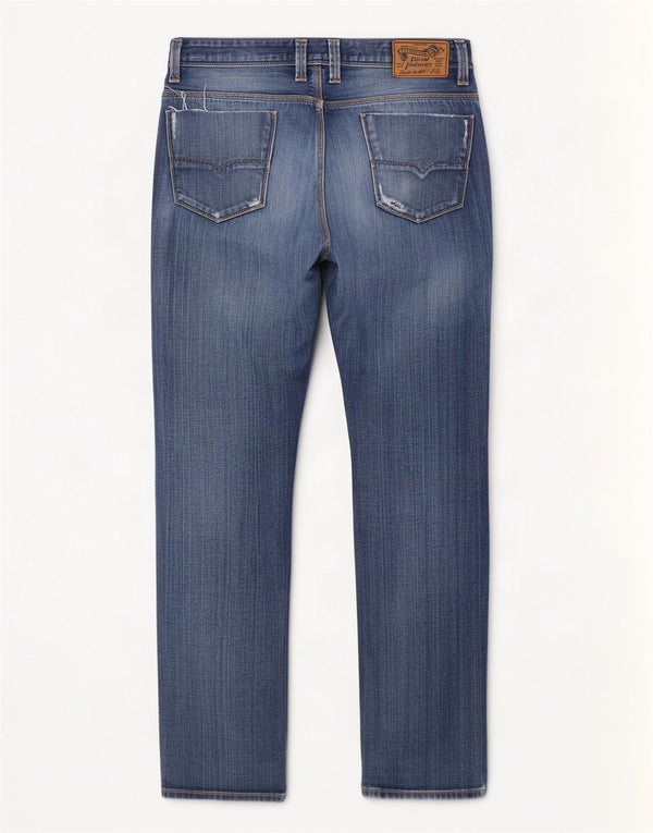 Diesel Masculino Keever Straight Jeans W32 L32 Azul Algodão