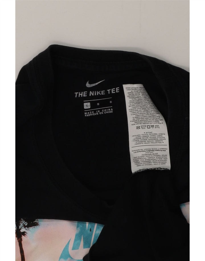 Camiseta gráfica masculina NIKE Top grande de algodão preto